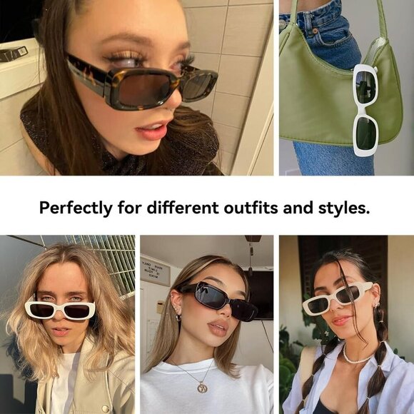 Trendy Rectangle Sunglasses Women and Men Retro Square UV400 Fashion Shades main image 4